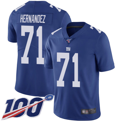 Men New York Giants 71 Will Hernandez Royal Blue Team Color Vapor Untouchable Limited Player 100th Season Football NFL Jersey
